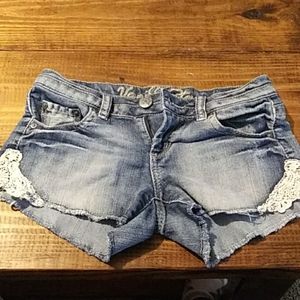 Lace Blue Jean Shorts